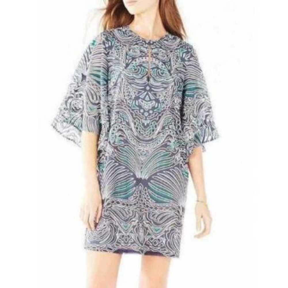 BCBGMAXAZRIA Womens Tati Tribal Burnout Mesh Dress Size XXS Multicolor NWT